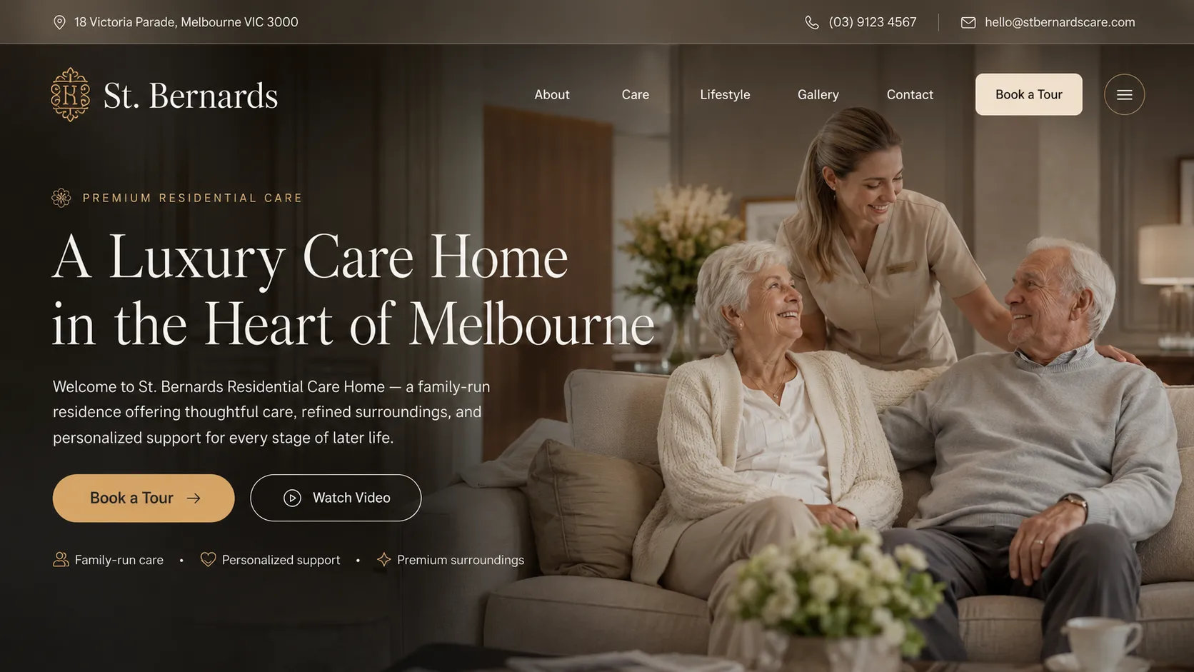 St. Bernards care home hero design concept